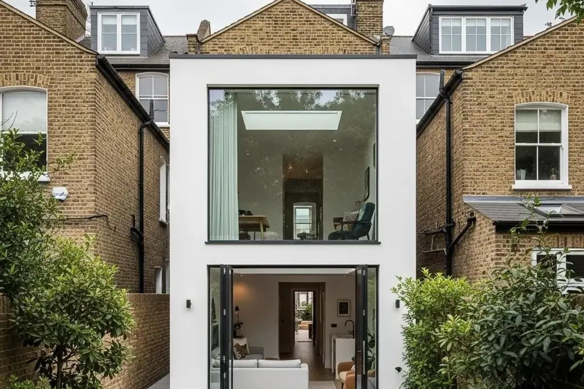 Double-storey rear extension with large glazing, London